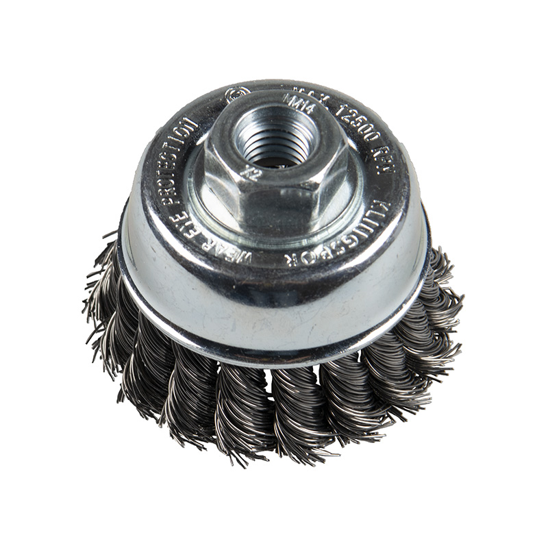 Topfbürste edelstahl mit Gewinde, gezopft 65xM14