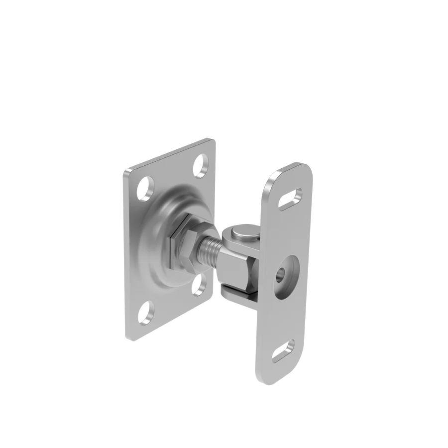 Edelstahl Torscharnier mit Platte M12 V2A - blank