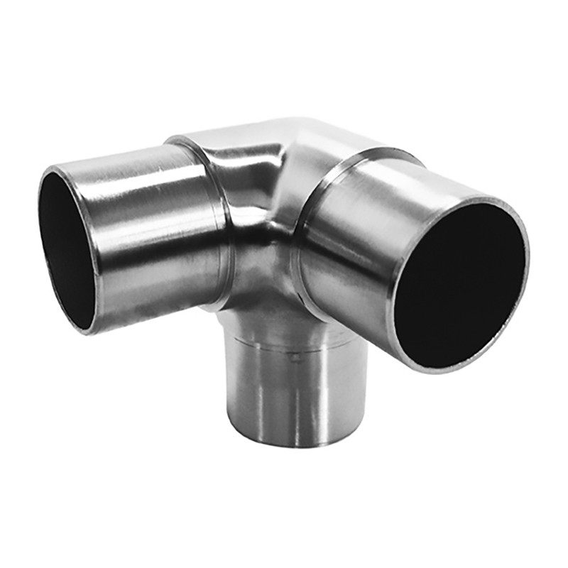 Eckverbinder abgerundet, mit Abgang für Pfosten 33,7x 2,0 mm