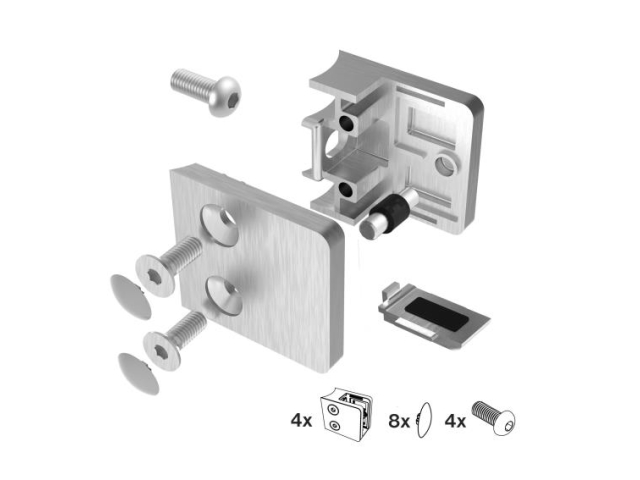 Glashalterset 42,4 mm rund, für Rundrohre
