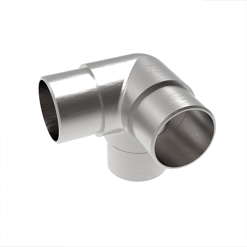 Eckverbinder abgerundet, mit Abgang für Pfosten 42,4 x 2,0 mm
